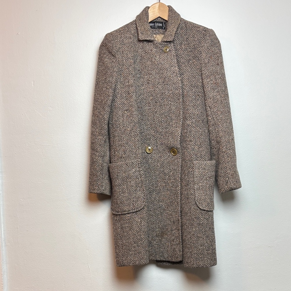 VTG 80s Larry Levine New York Women's Tweed Pea Coat Small Wool Made In USA